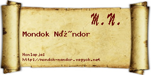 Mondok Nándor névjegykártya